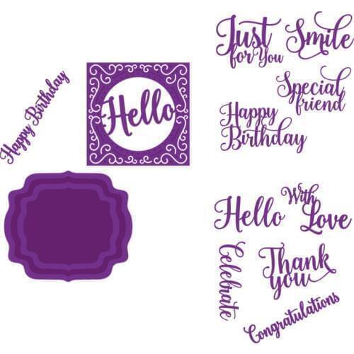 "Hello" "Smile" "Happy birthday" Words Frame Metal Cutting Dies for Scrapbooking DIY Album Paper Card Making Decoration New 2019
