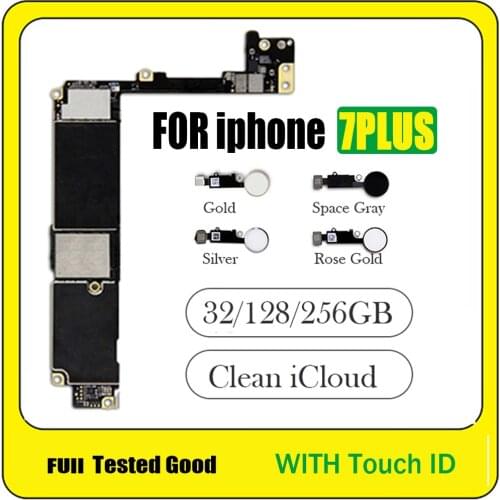 Unlocked Mainboard With/NO Touch ID Fingerprint For Apple 7 Logic Board with Chips 32G 128G 256GB For iPhone 7 Plus motherboard