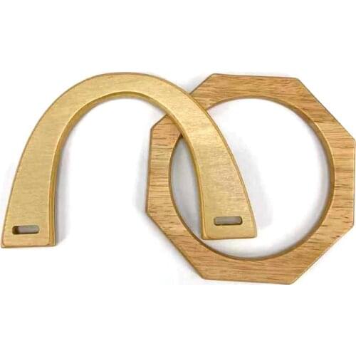 1Pc Handcrafted Wooden Bag Handle Replacement for DIY Shoulder Bag Handbag Tote Portable Bag Strap Bag Accessories 9 Styles