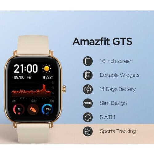 Amazfit GTS + PowerBuds Smartwatch Water resistant 12 Sports Modes Heart Rate Sensor Weather Forecast AMOLED Display