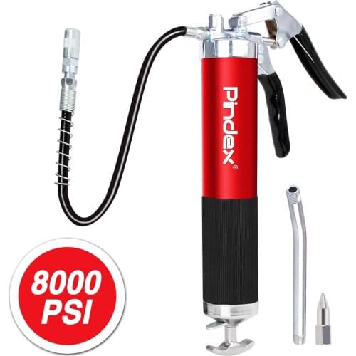 Heavy Duty Professional Grease Gun 8000 PSI High Pressure Pistol Grip Handle Fit 14oz Cartriage and Bulk With 18 inch Flex Hose