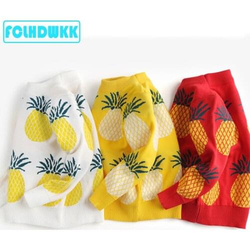FCLHDWKK Girls Sweaters Pineapple Boys Sweaters Autumn New Knitted Baby Girls Sweater Kids Clothing Winter For Girls Pullover