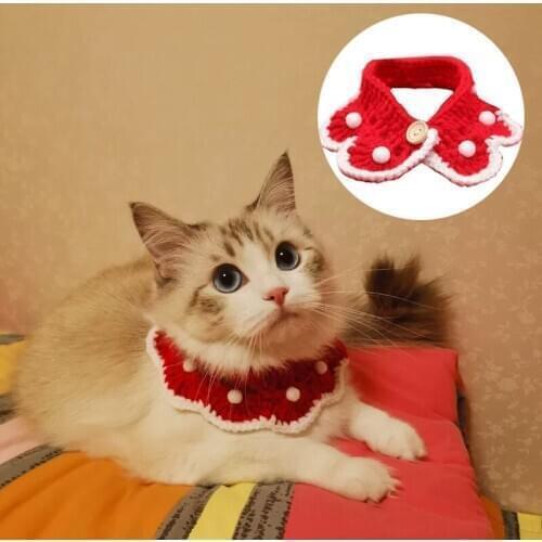 Pet Knitted Collar Christmas Ornaments Pet Saliva Towel Cat Collar