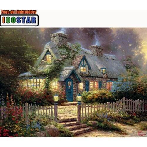 Needlework DIY Diamond Painting landscape garden house icons Diamond embroidery pattern Room Decorate Rhine stone Mosaic Picture