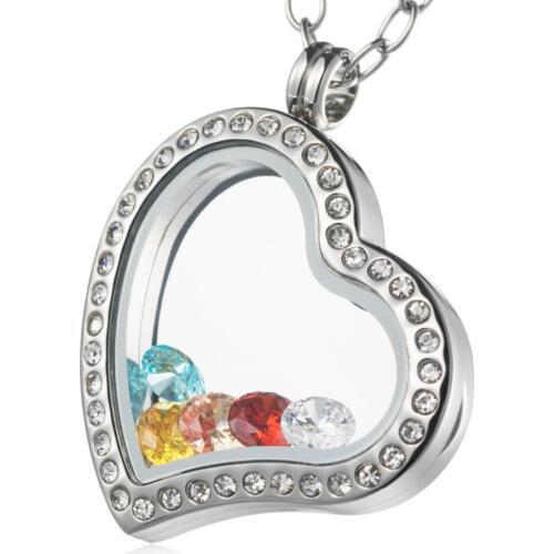 High Quality promotional heart Floating Locket Necklace 316L Stainless Steel Memory Locket Necklace