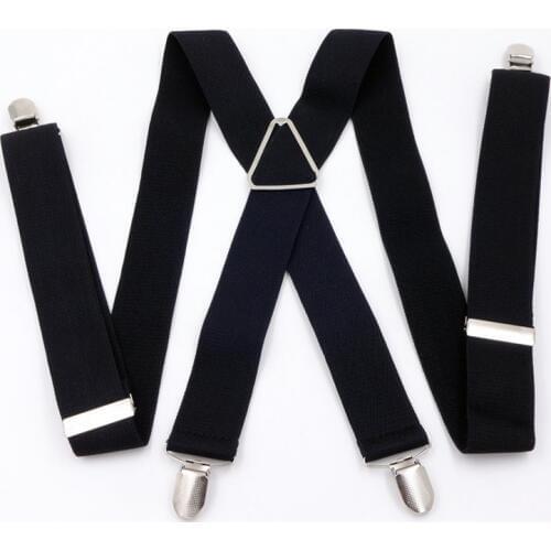 YSMILE Y Men Solid 3.5cm Suspenders 4Clips X-back High Quality Elastic Adjust Braces Business Casual Pants Suspenders For Male