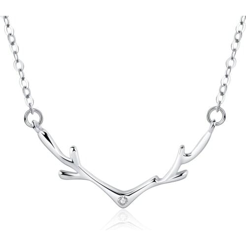 Simple Elk Antler Pendant Necklace Elegant Female Rhinestone Clavicle Chain Fashion Ladies Wedding Jewelry