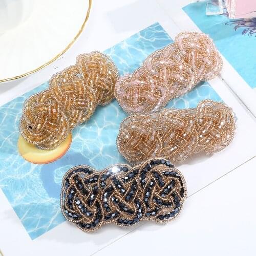 AWAYTR Crystal Beads Hair Barrettes Handmade Hairpin For Women Lady Girl Hair Accessories Head Wear Tiara Decorations Hair Clips