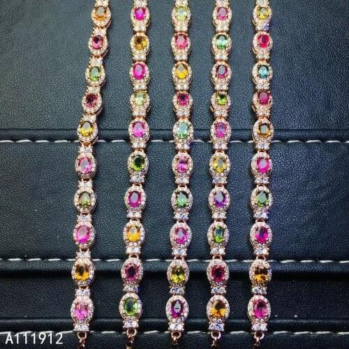 KJJEAXCMY fine jewelry natural Tourmaline 925 sterling silver new women hand bracelet support test fashion