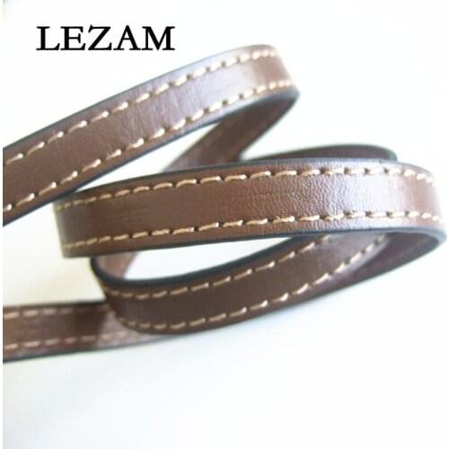 1 Meter Brown Stitched Margin Sewing Cords 10*2mm Flat PU Leather For Fashion Bracelet Makings Rope Material