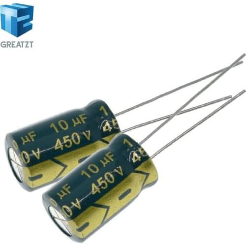 10 pcs Aluminum electrolytic capacitor 10 uF 450 V 10 * 17 mm frekuensi tinggi Radial Electrolytic kapasitor