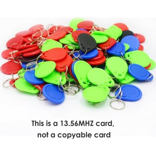 100pcs 13.56MHz IC M1 Keyfobs Tags Access Control System Kit ABS Attendance Token Key Waterproof Finder Card RFID Keychain