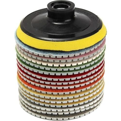 16Pcs Diamond Polishing Pads Kit 4 Inch 100 Mm Wet/Dry For Granite Stone Concrete Marble Polishing Use Grinding Discs Set