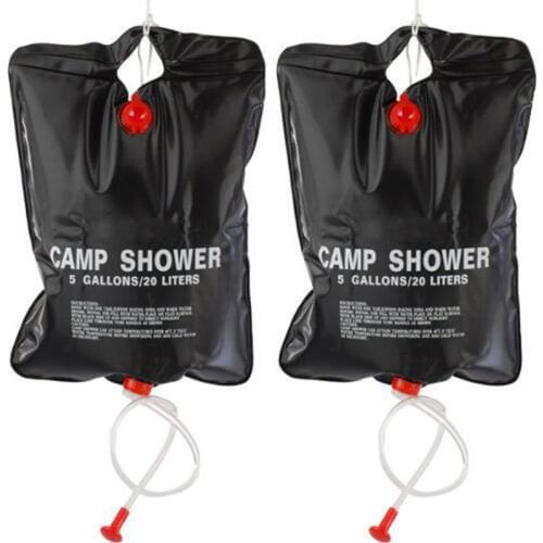 2 x 20L Camping Shower bag- Portable Solar Heated 5 Gallon/20 Litre Travel Shower bag - Black