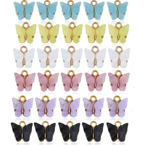 30 Pieces Colorful Charms Acrylic Butterfly Bracelet Pendant for Jewelry Necklace Earring Crafting Accessories AXYD