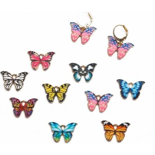 4PCS Butterfly Pendants Colourful Enamel Butterfly Charm Small Animal Findings DIY Jewellery Supplies