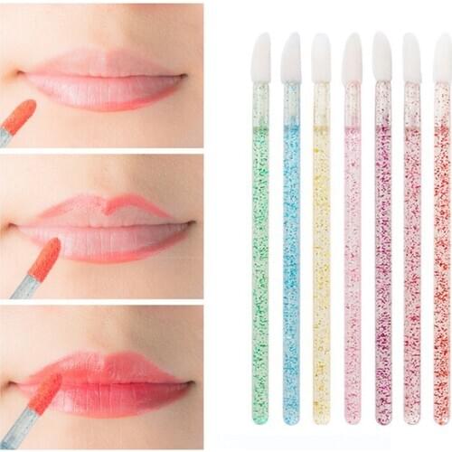 50Pcs Disposable Crystal Handle Mascara Wands Applicator Diamond Brushes Use For Lips Eyelash Cosmetic Brush Women Make Up Tool