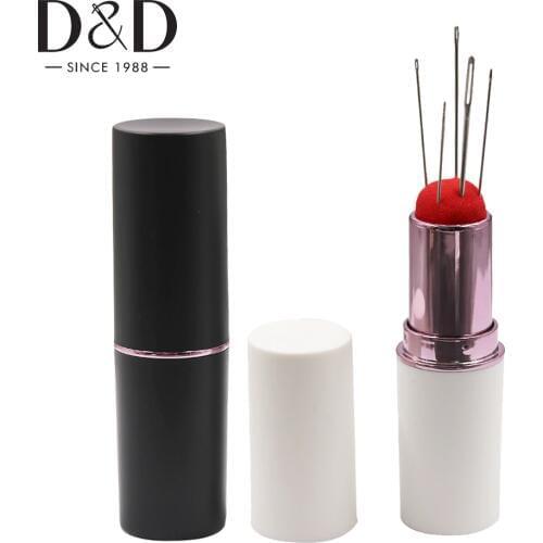 D&D 50pcs Lipstick Pin Cushion Sewing Needle Case with Hand Needles for Needlework DIY Craft Wholesale