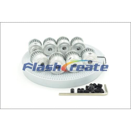 8pcs 20 teeth T2.5 Pulley Bore 5/6/6.35/8mm + 5meters For W=10mm T2.5 Timing Belt 20T 20 Teeth T2.5 Pulley For 3D Printer CNC