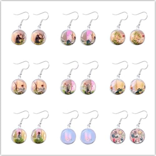 Army Bomb Glass Cabochon Drop Earrings Kpop Fashion Jewelry K-pop Boys Accessories For Bigbang Fans Album Love Yourself Gift