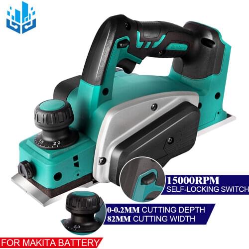 18V Cordless Handheld Electric Planer with Wrench 15000RPM 82MM Cutting Width for Makita 18V Battery Wood Cutting Tool