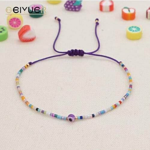 Lucky Evil Eye BraceletsTiny Bracelet for Women Multicolor Miyuki Delica Beads Adjustable String Thin Pulseras Trendy Jewelry
