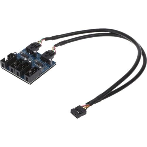 PC Case Internal 9-Pin USB 2.0 Male 1 To 4 Female Splitter PCB Chipset Extender