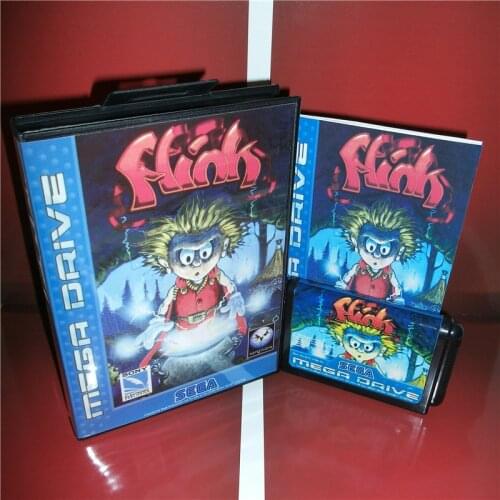 Flink EU Cover with Box and Manual For Sega Megadrive Genesis Video Game Console 16 bit MD card