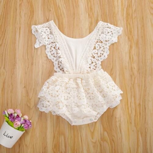 Newborn Baby Girl Bodysuit Summer Sleeveless Lace Ruffle Tutu Jumpsuit Toddler Baby Girl One-Piece Clothes For 0-3Years