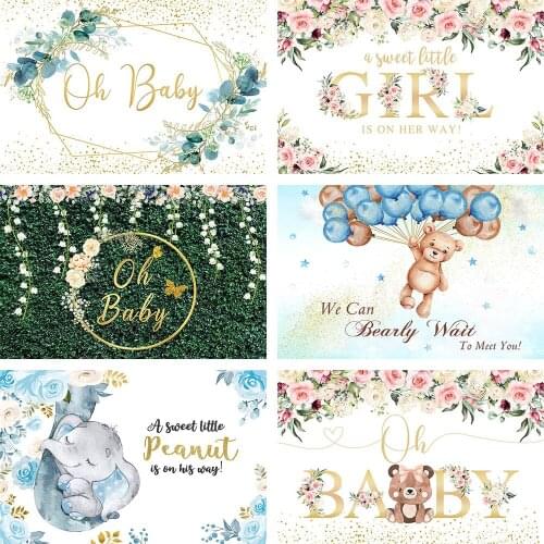 Mehofond Photography Background Oh Baby Green Leaves Flower Boy Girl Baby Shower Birthday Party Portrait Backdrop Photo Studio