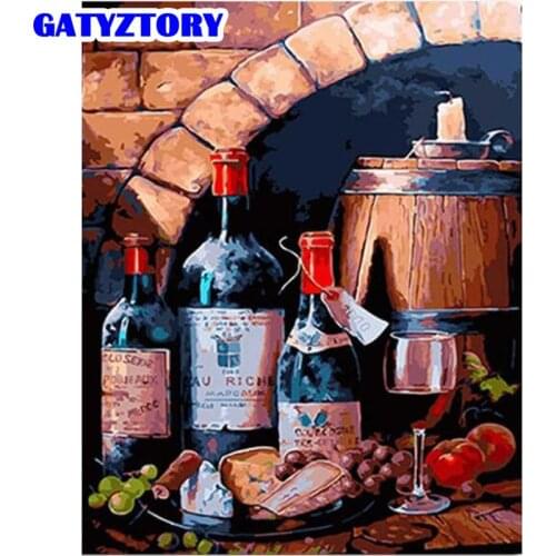 GATYZTORY 60X75CM Paint By Number Drawing On Canvas Handpainted Painting Art Gift DIY Pictures By Number Red Wine Kits Home Deco