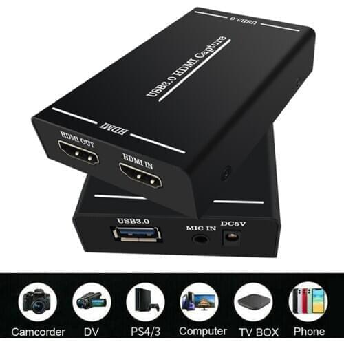 Video Capture Card USB 3.0 HDMI Video Grabber Record Box Streaming VHS Board Capture Cards for Switch PS4 Game Camera phone TV