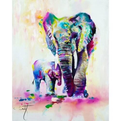Canvas Painting Colorful African Elephant Color Painting High Definition Animal Decoration Frameless Wall Art for Living Room