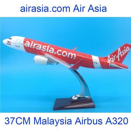 37CM 1:200 Airbus A320-200 model Malaysia Air Asia airline with base alloy resin aircraft plane Desk decoration collection model