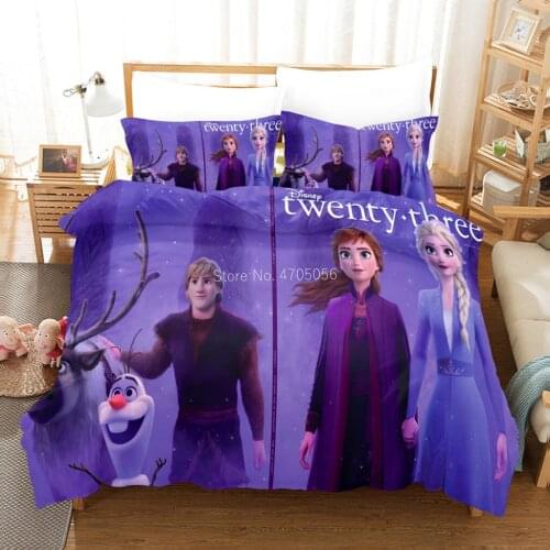 Frozen Anna Elsa Bedding Set Queen King Size Bed Set Children Girl Duvet Cover Cartoon Comforter Cover Polyester 3Pcs