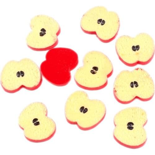 LF 20Pcs Mixed17x13mm Resin Apple Slice Decoration Crafts Flatback Cabochon Embellishments For Scrapbooking Cute Diy Accessories
