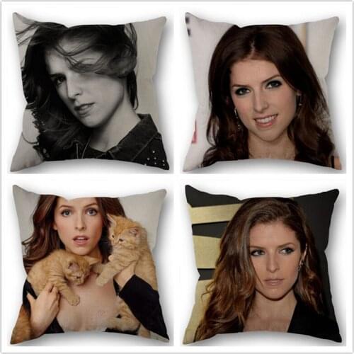 Custom Anna Kendrick Cotton Linen Square Zippered Pillow Cover For Office Family Customize Your Picture 45*45cm
