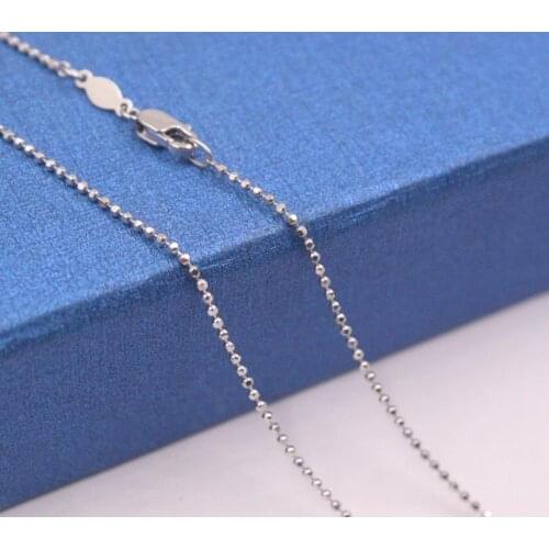 New Pure Platinum 950 Necklace 1.1mm Bead Link Chain Necklace 17.71''L Pt950