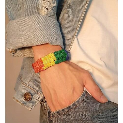 20mm Width Handmade Woven Cotton Braided Bracelets Rainbow Friendship Wristband Boho Style Anklet Wrap Adjustale Bangles