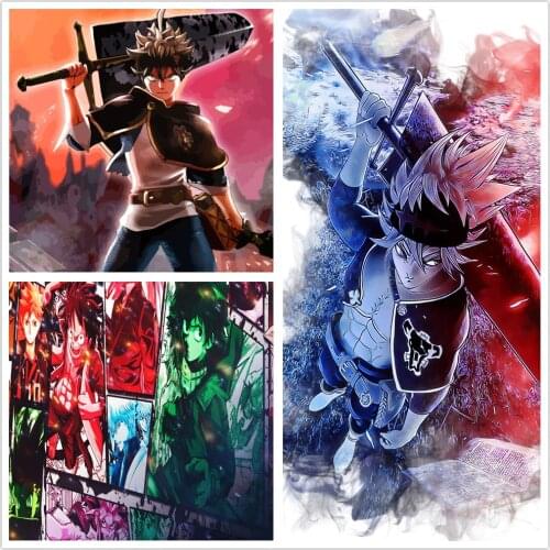 WTQ Japanese Anime Poster Black Clover Wall Decor Canvas Painting Retro Poster Wall Art Picture Decoration Room Decor Home Deco