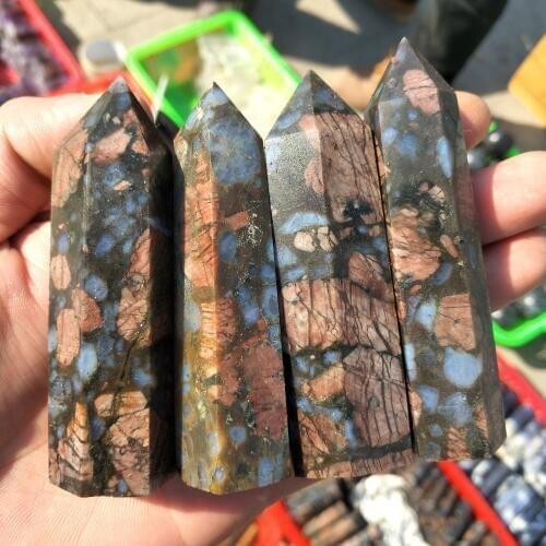 Natural Glaucophane Crystal Quartz Column Magic Wand Obelisk Point Reiki Heal