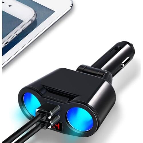 YYDS 3 in 1 12V Car Cigarette Lighter Socket Splitter Plug Dual USB Charger Voltage Current Monitor for iphone Tablet