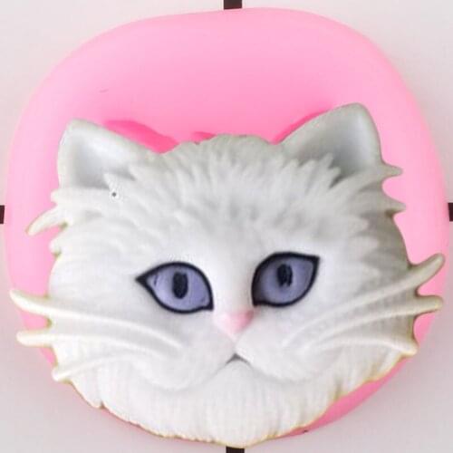 Cat Head Cake Border Silicone Mold Cupcake Topper Fondant Mould Animal Cookie Baking Cake Decorating Tools Candy Chocolate Molds