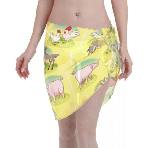 Sexy Women Beach Swimwear Pareo Scarf Cover Up Wrap Kaftan Sarong Beach Wear Farm Animals Collection Bikinis Cover-Ups Skirts