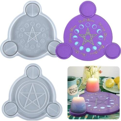 DIY Epoxy Resin Mold Lunar Eclipse Moon Phase Candle Holder Home Furnishing Table Jewelry Silicone Mold