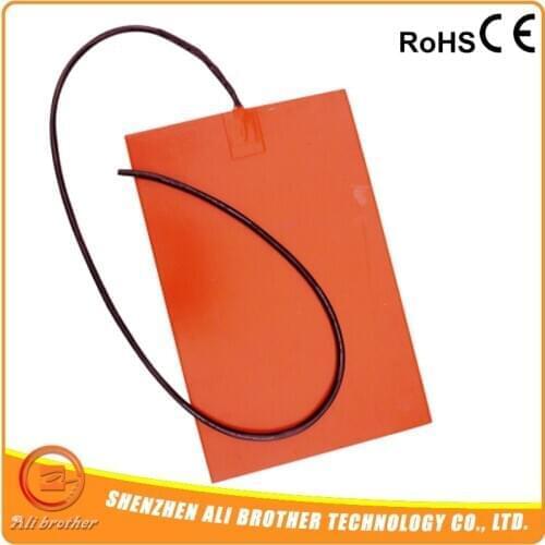 Silicone Rubber 3D Printer Heater 200*200*1.5mm 220v 150w adhesive 1side 1000mm lead wire 4mm hole in center