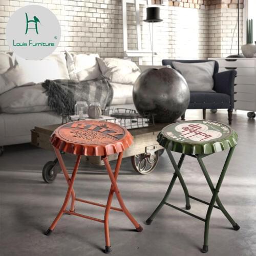 Retro stool iron chair fashion creative loft bar western restaurant beer cover folding bench