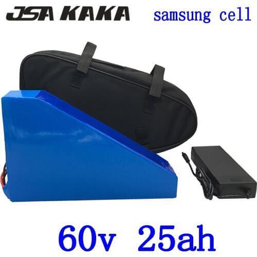 60V Triangle battery 60V 25AH electric bike battery use samsung cell 60V 1500W 2000W electric scooter battery with 67.2V charger