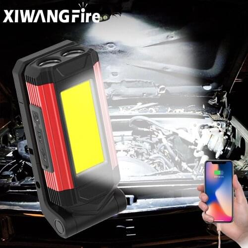 USB Rechargeable COB Work Light Super Bright LED Flashlight Portable Camping Lamp with Tail Magnet Waterproof Adjustable Lantern