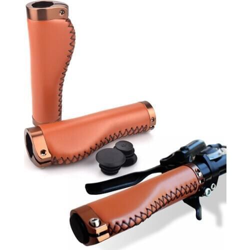 Bicycle Grip Mountain Bike Shock Absorption Dead Fly Folding Bike Grip Hand-sewn Grip Bicycle Universal Leather Grip Mtb Grips